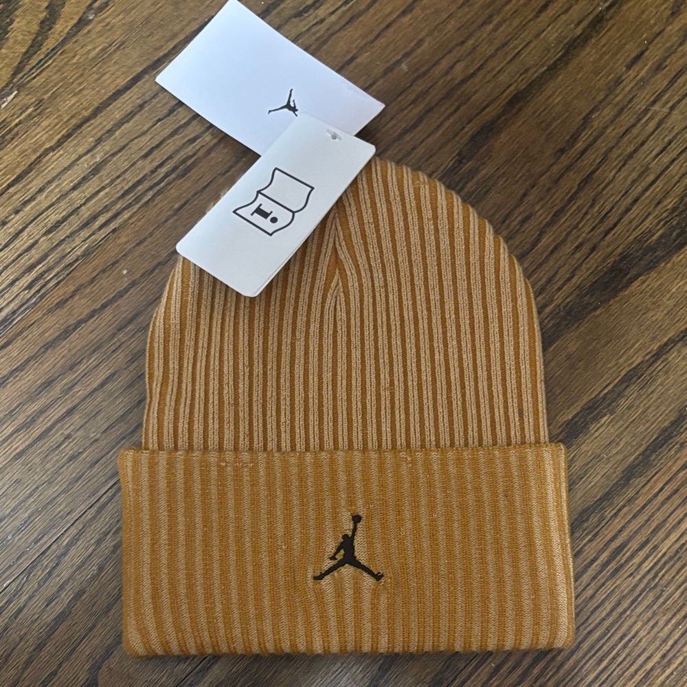 Jordan Brown Striped Beanie